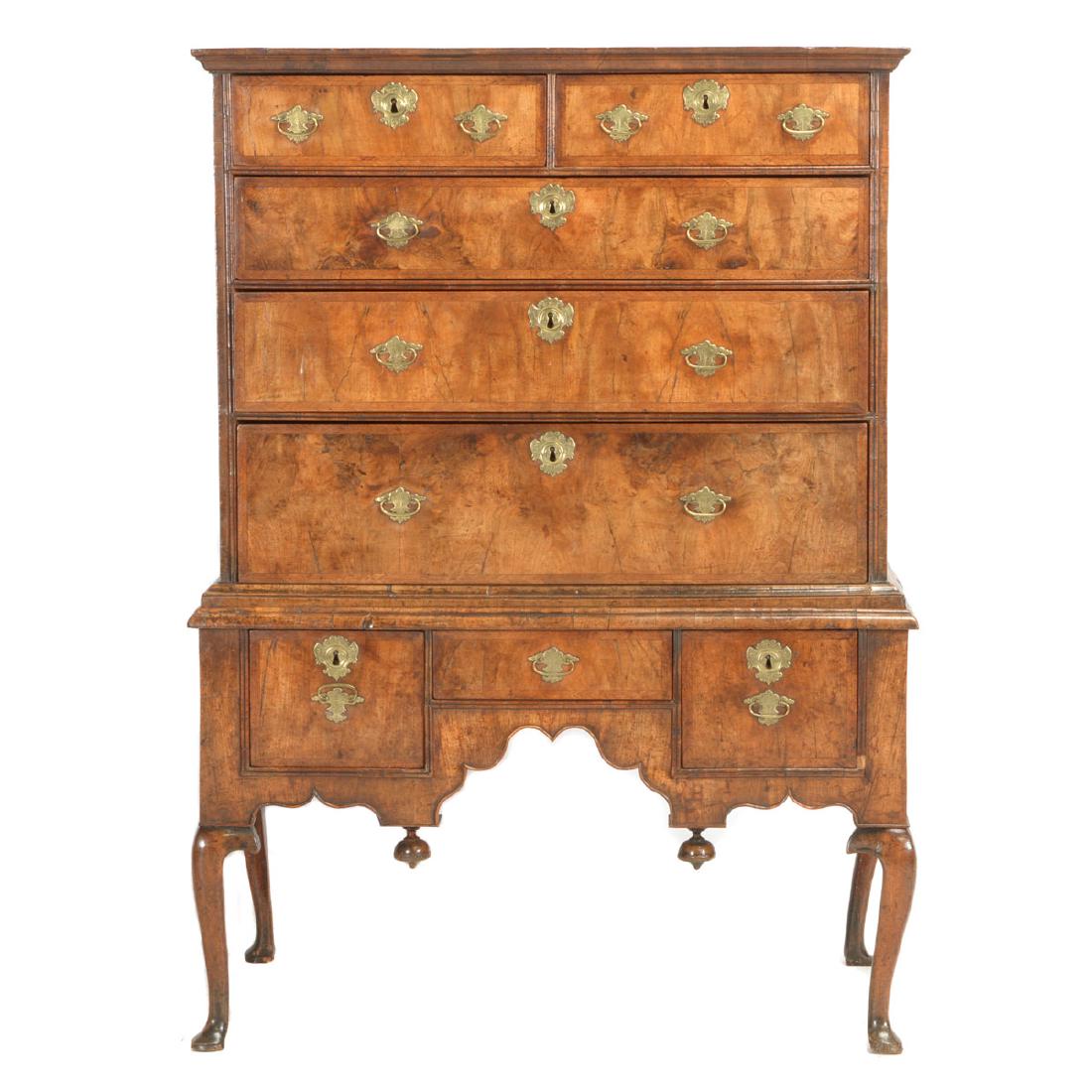 Queen Anne walnut chest on stand. (1 of 6)