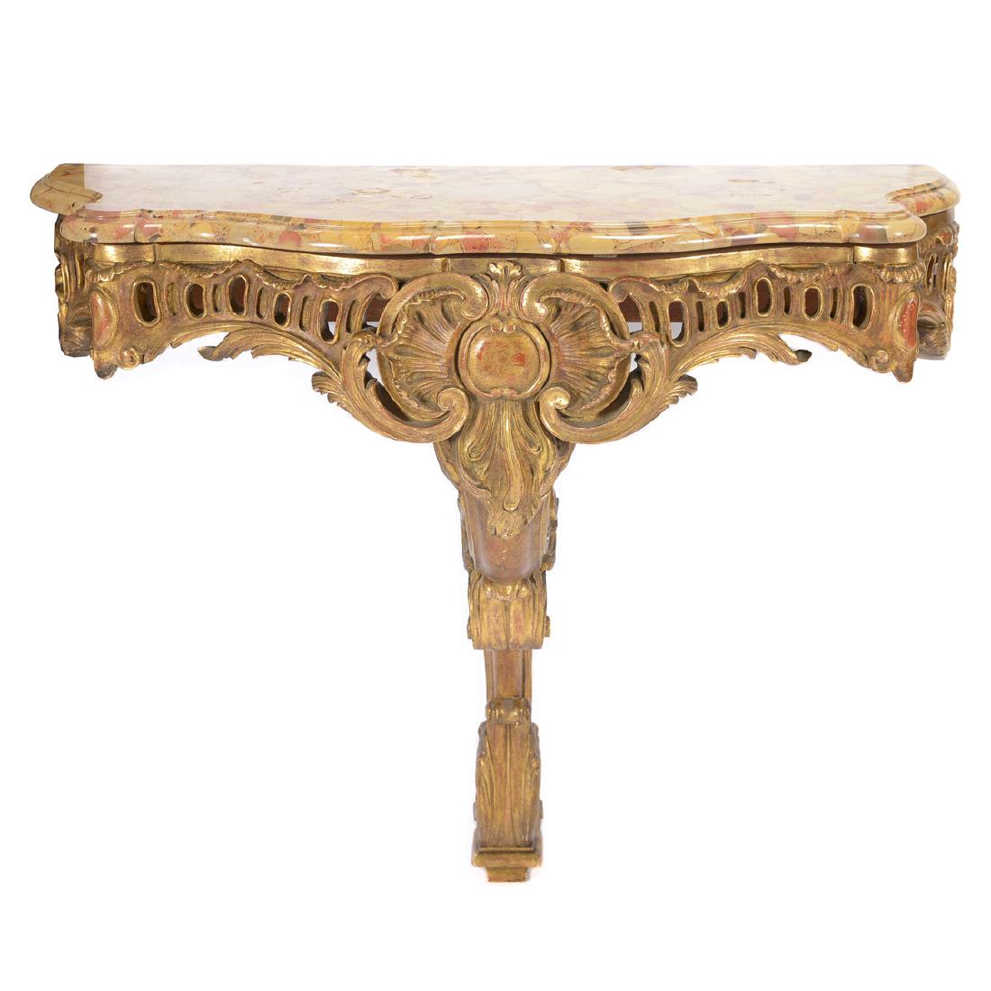 Louis XV Style Giltwood and Breche d'Alep Marble (1 of 4)