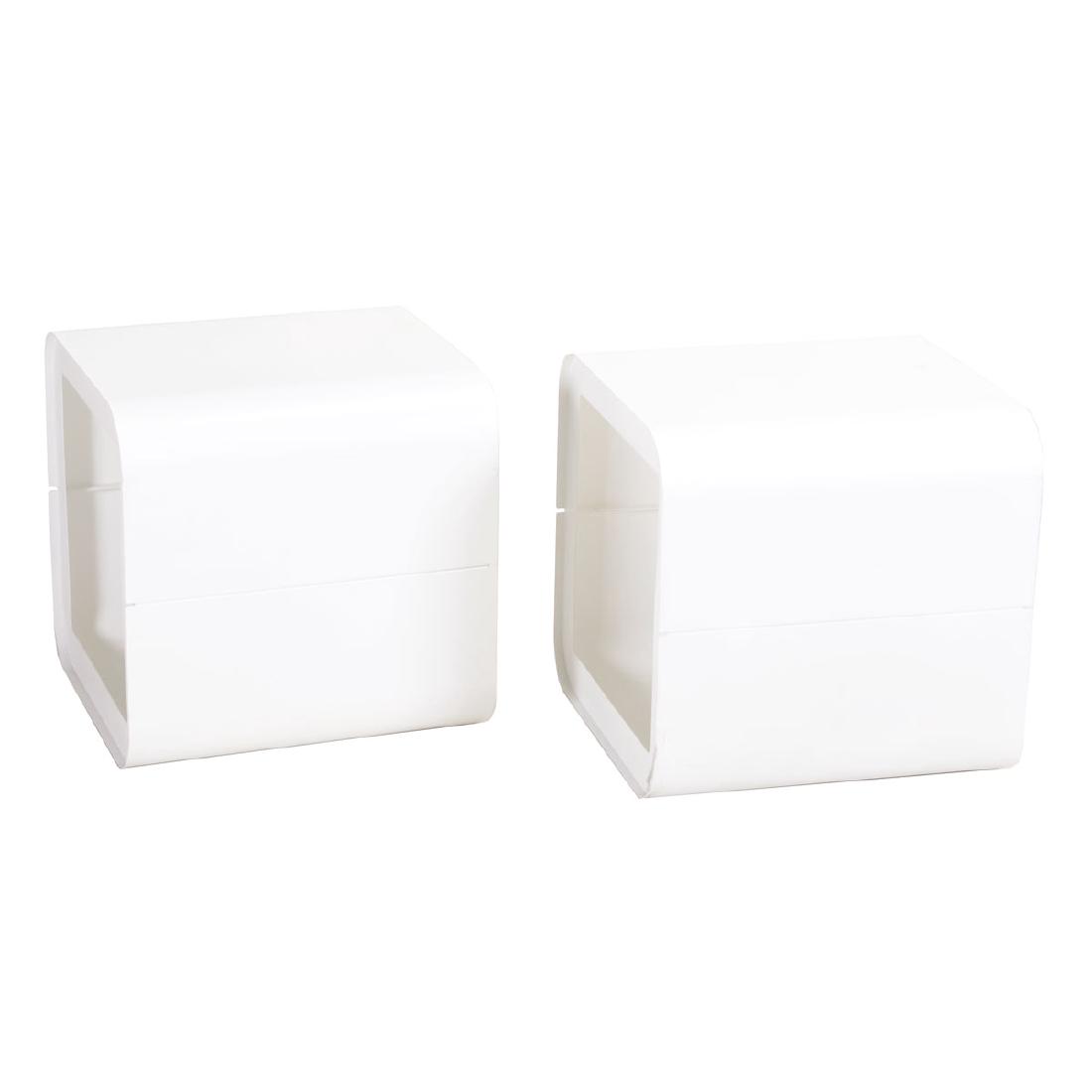 Pair of modernist white steel tables (1656), (1 of 3)