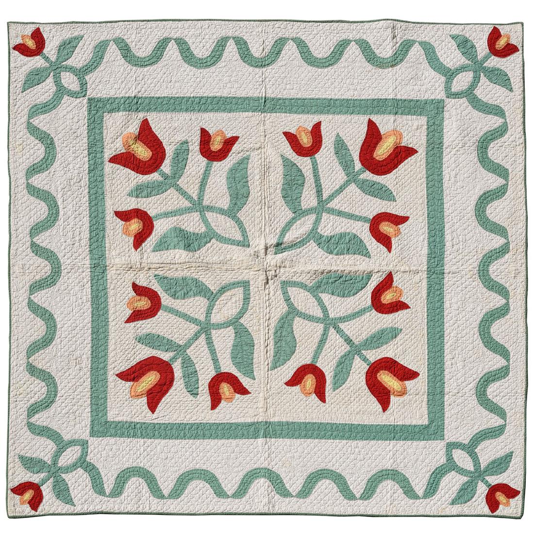 Tulip Cotton Applique Quilt (1 of 4)
