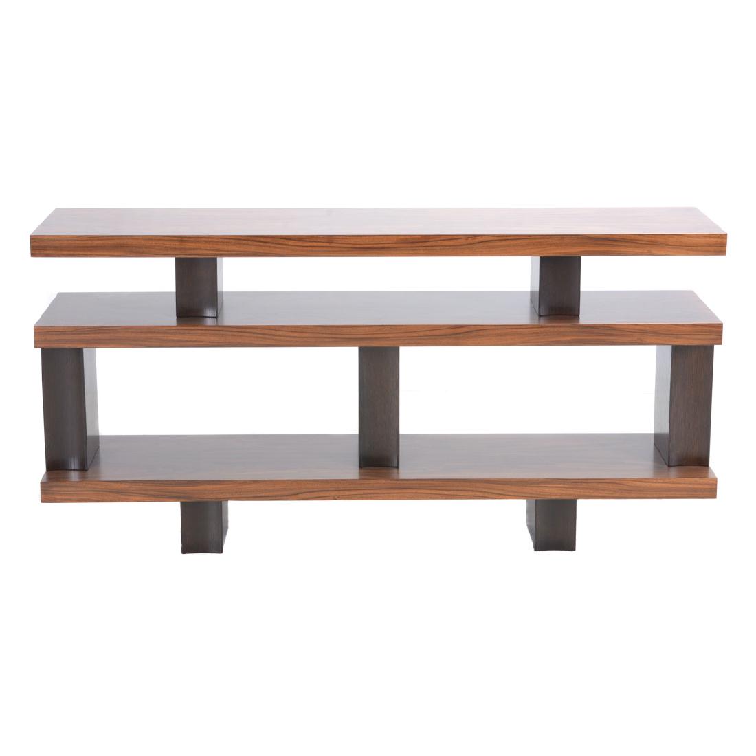 Modernist formica clad faux Bois book shelf/divider (1 of 3)