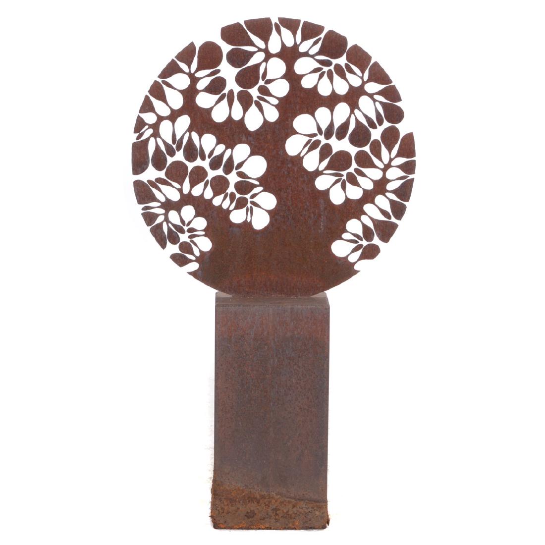 Contemporary Iron and Marble Disk Form Sculpture (1 of 4)