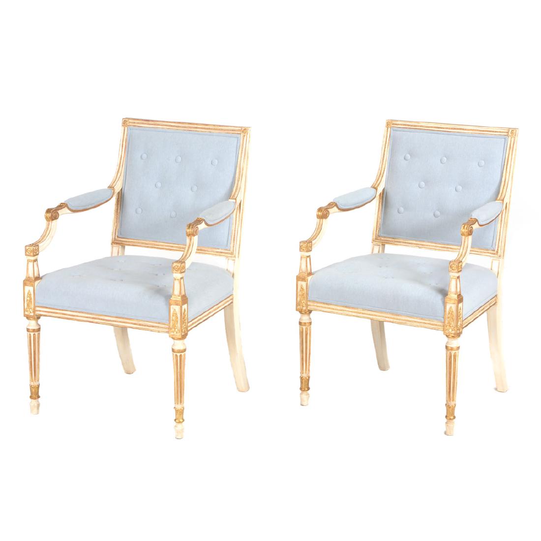 Set of eight George III style parcel gilt white painted (1 of 6)