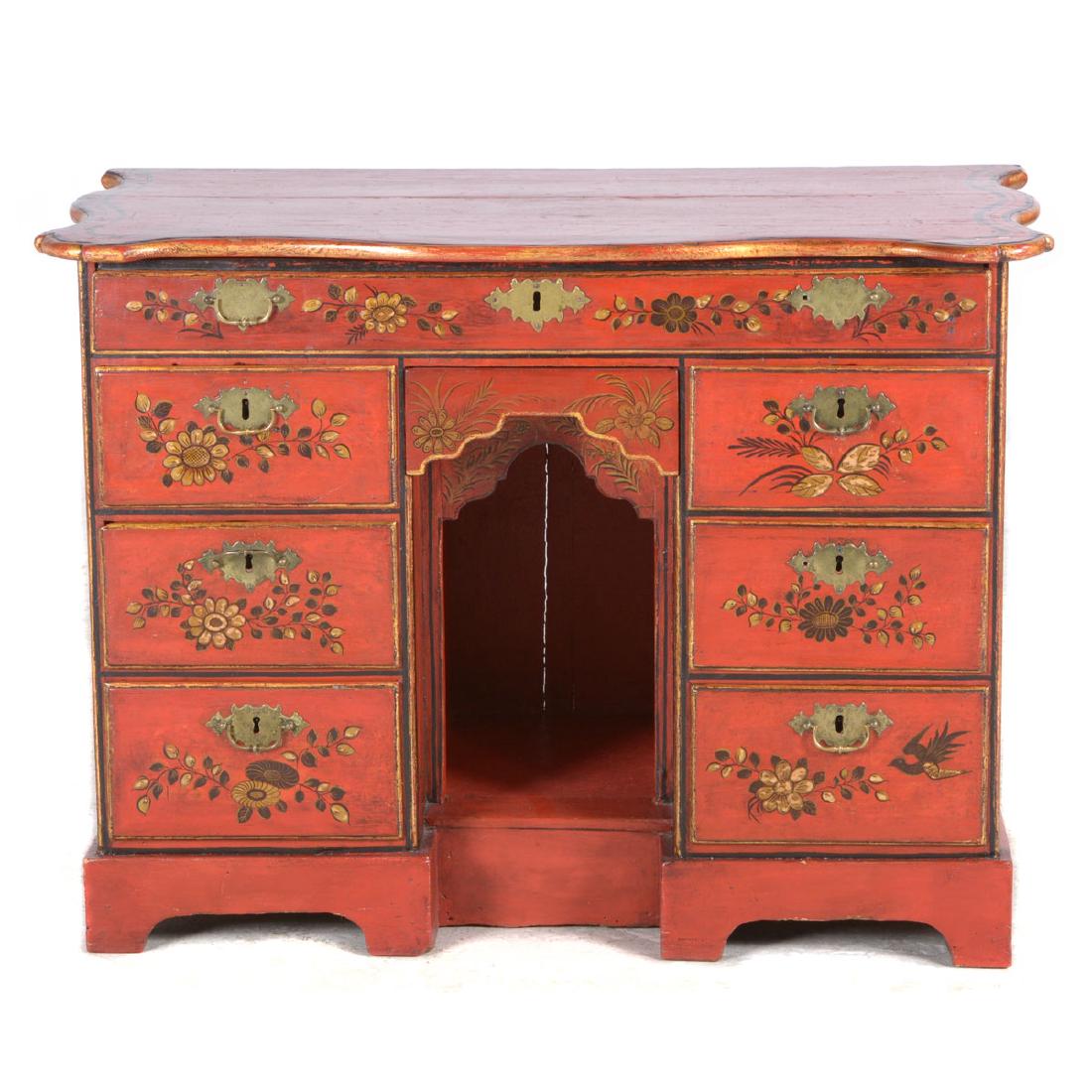 Anglo-Portuguese Rococo Chinoiserie Decorated Desk. (1 of 5)