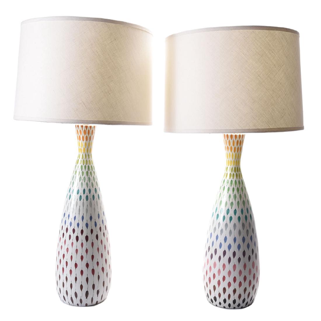 Pair of Italian multi color on cream ground tall (1 of 4)