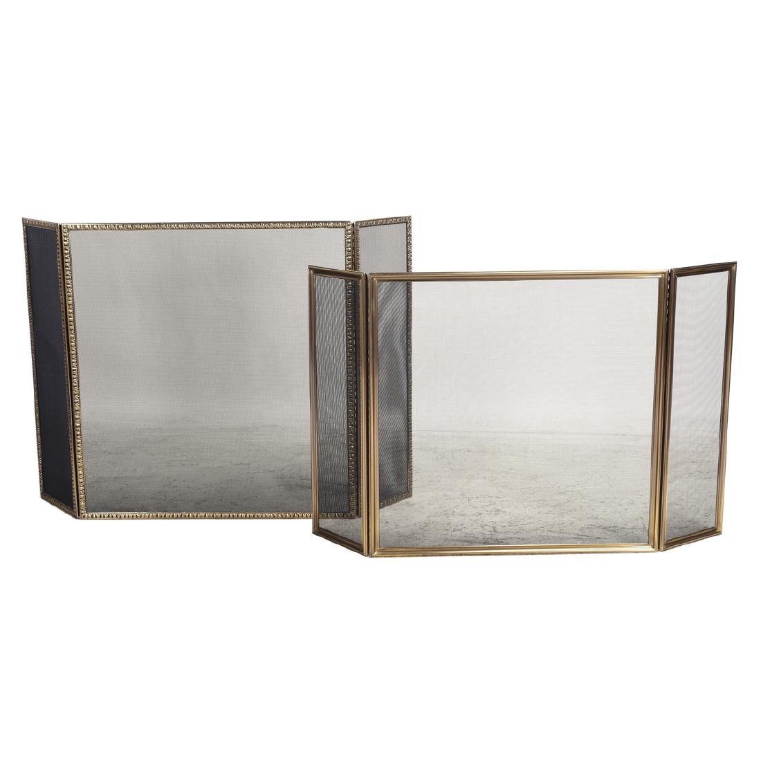 Two George III style brass folding fire screens (1 of 5)