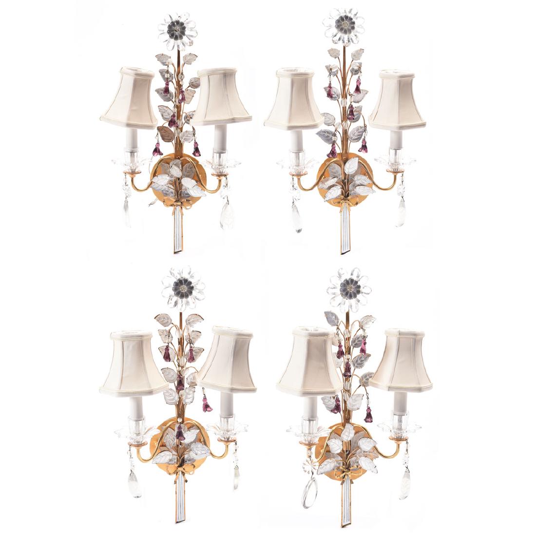 Set of four Bagues style rock crystal, glass gilt iron (1 of 4)