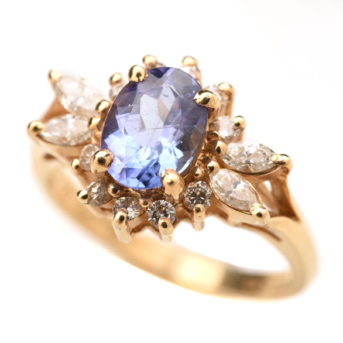 Tanzanite, Diamond, 14k Yellow Gold Ring. (1 of 4)