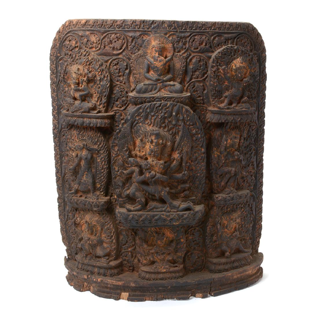 Large Tibetan Buddhist Wood Panel, Early 20th Century (1 of 10)