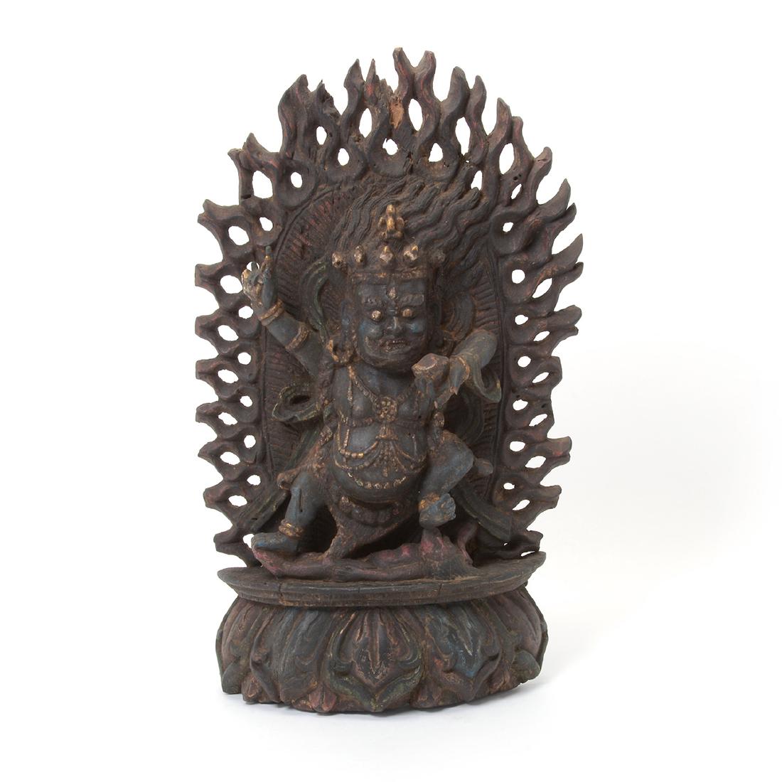 Tibetan Buddhist Wood Guardian Figure (1 of 6)