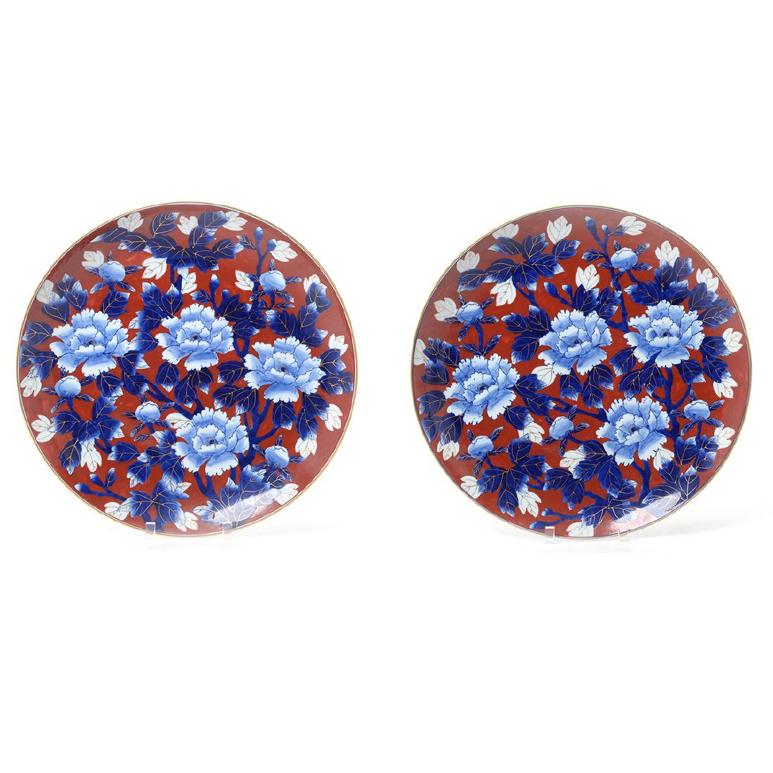 Pair of Japanese Imari Chargers (1 of 9)