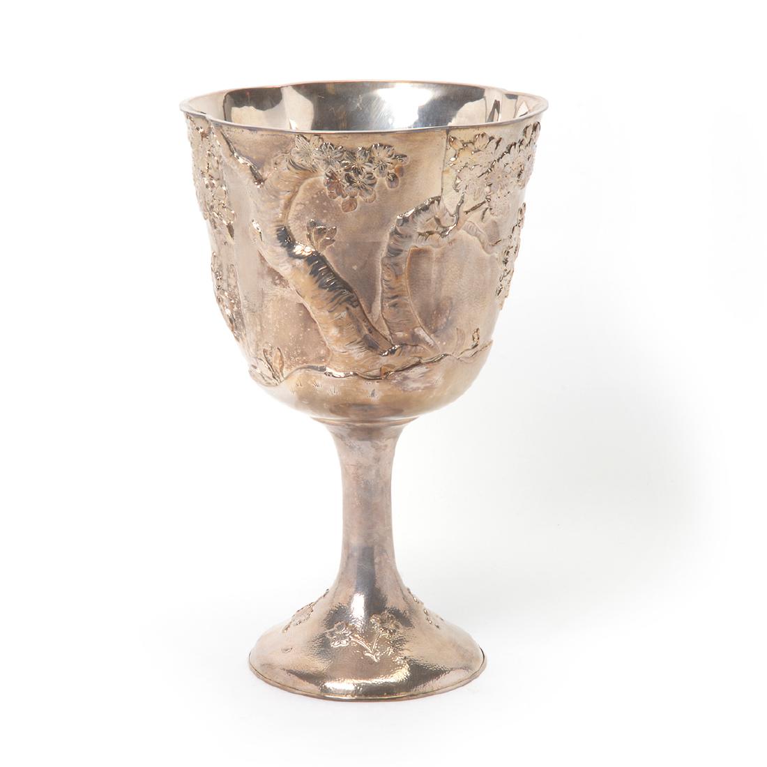 Japanese Silver Goblet Form Vase, Meiji Period (1 of 8)