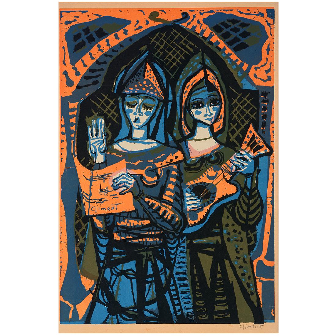 Enrique Climent "Untitled" color lino-cut (1 of 5)