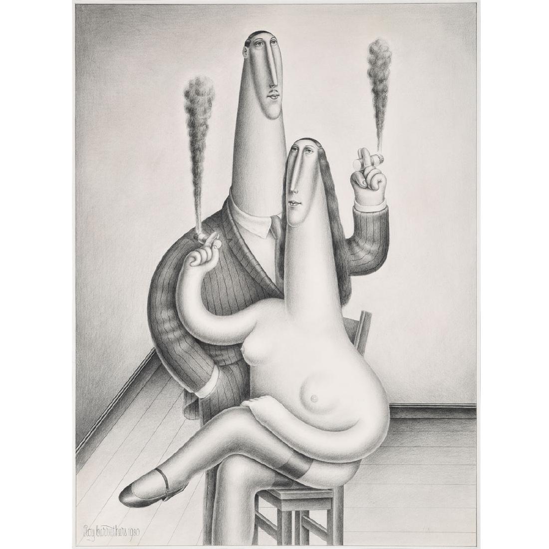 Roy Carruthers "Couple Smoking" graphite on paper (1 of 5)