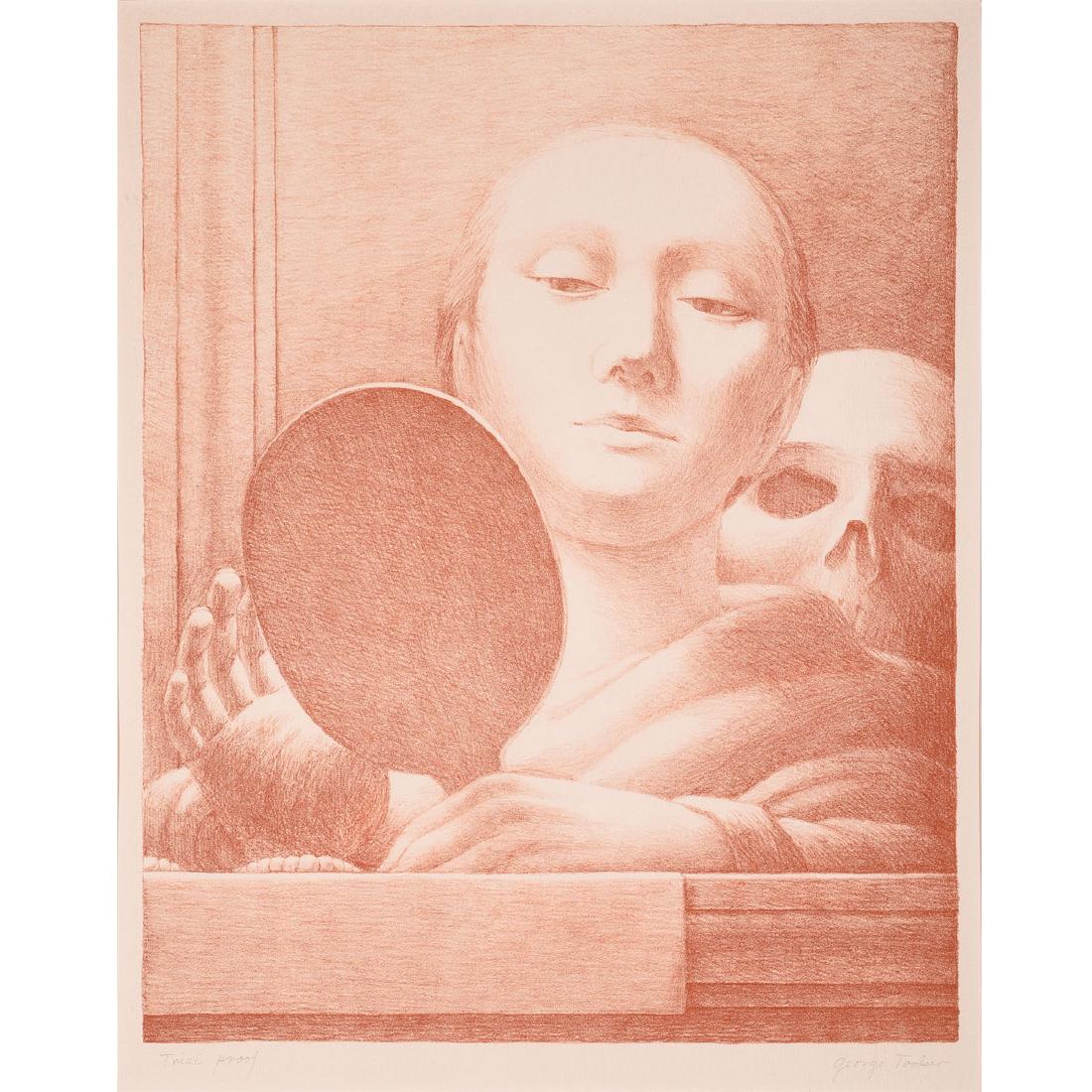 George Tooker "The Mirro-Vanity" lithograph in red (1 of 6)