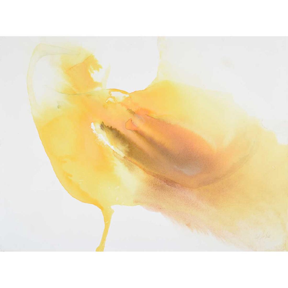 Paul Jenkins "Untitled abstract in Yellow" watercolor (1 of 5)