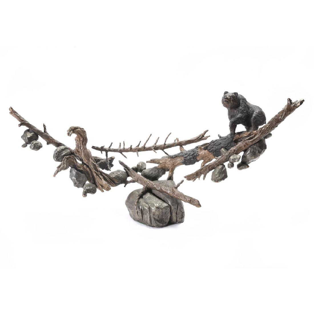 Mark Hopkins "Grizzly Canyon" bronze: MARK HOPKINS (American 20th/21st Century) "Grizzly Canyon" Bronze Height: 12 inches. Width: 24 inches. depth: 7 inches. Signed, dated and numbered on the base: Mark Hopkins (19)96, 80/250.