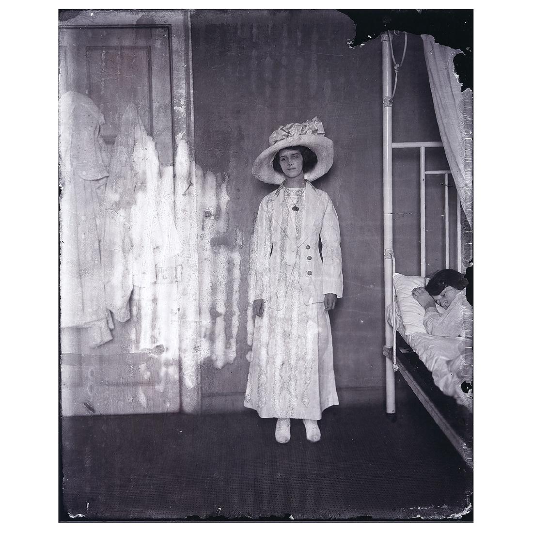 E.J. Bellocq "Storyville Portrait" gold toned: E.J. BELLOCQ (American 1873-1949) "Storyville Portrait" Gold toned printing-out paper (later impression). Sheet: 8 x 10 inches; Frame: 19 1/4 x 17 inches. Initialed and printed by Lee Friedlander. Fra