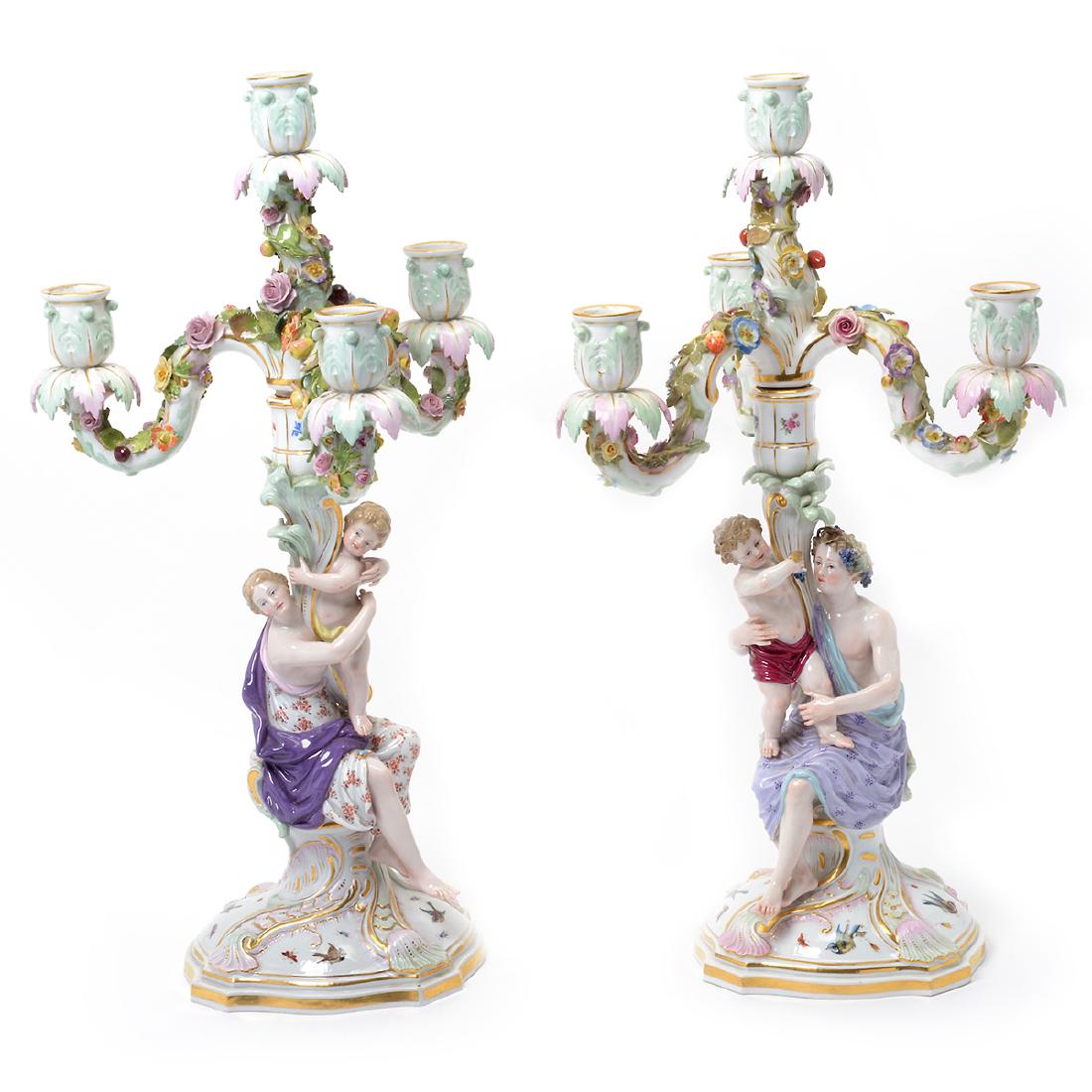 Pair of Meissen Figural Three Light Candelabra (1 of 9)
