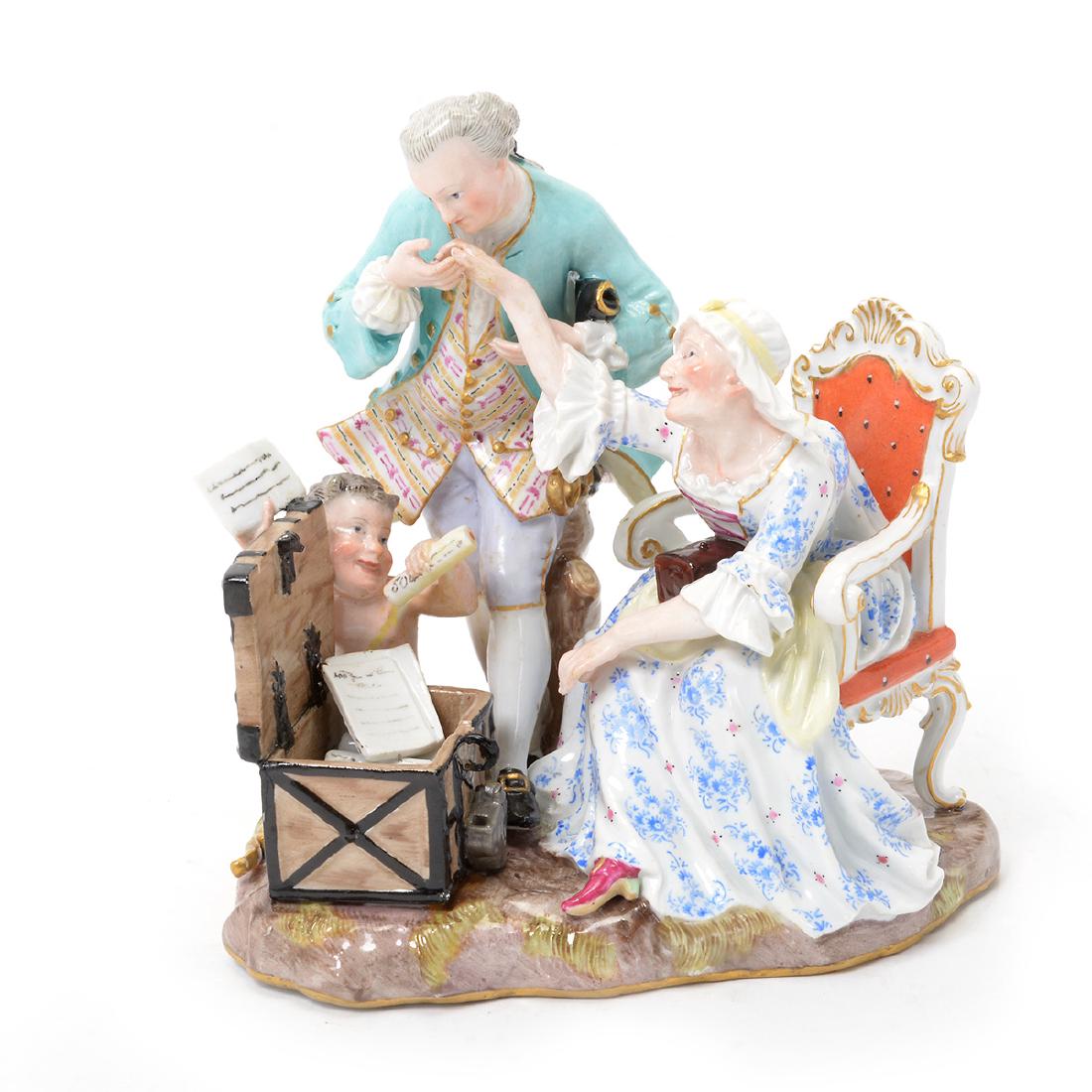 Meissen Figural Group of Elderly Female Being Courted (1 of 7)