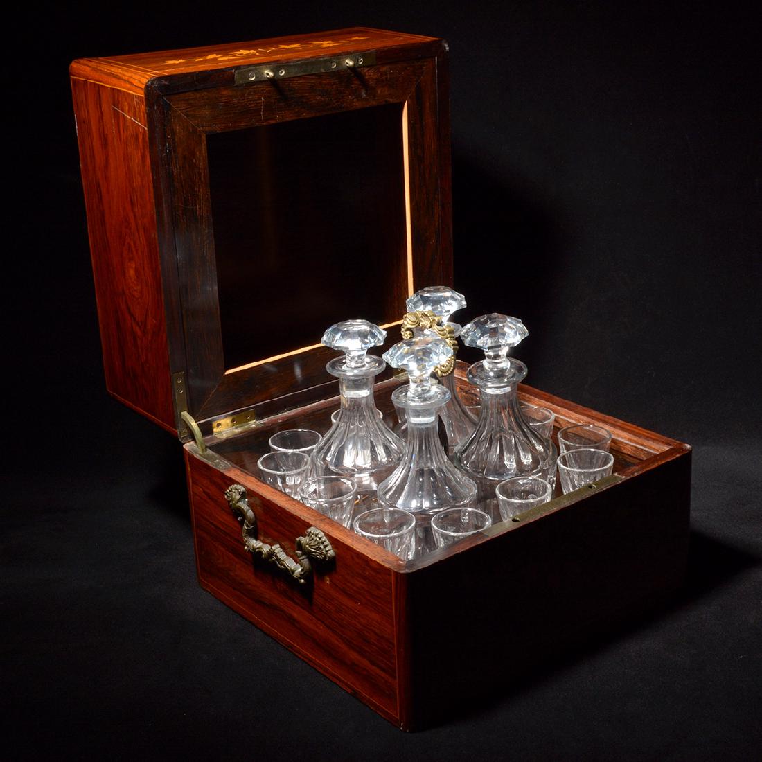 Napoleon III Rosewood Marquetry Tantalus (1 of 7)