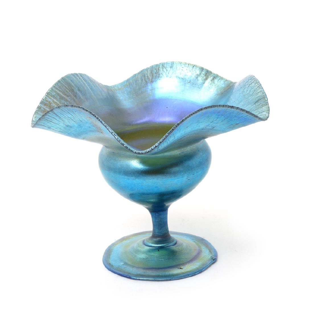 Tiffany Studios Blue Favrile Floriform Vase. (1 of 4)