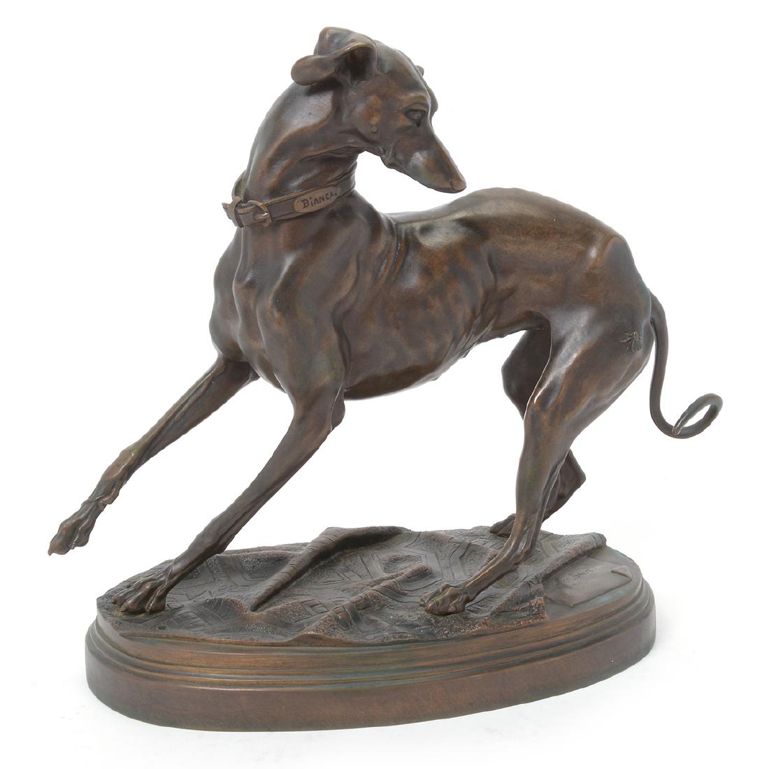 Alfred Bayre (1839-1892)"Bianca" Bronze Whippet (1 of 9)