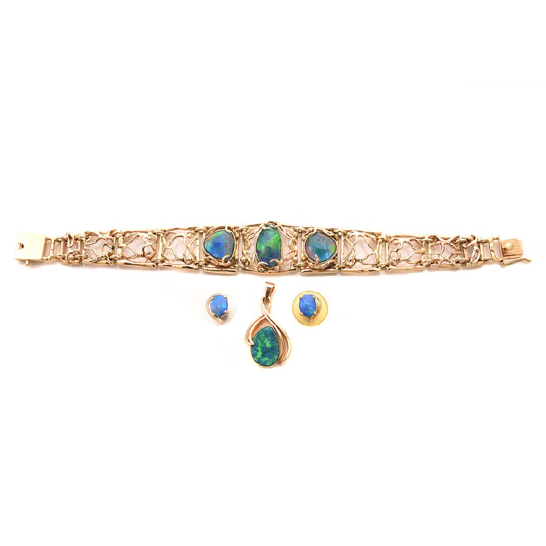Opal Doublet, 14k Yellow Gold Jewelry Suite. (1 of 4)