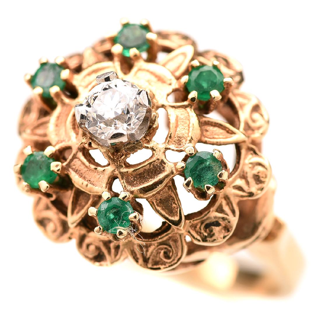 Diamond, Emerald, 14k Gold Ring (1 of 4)