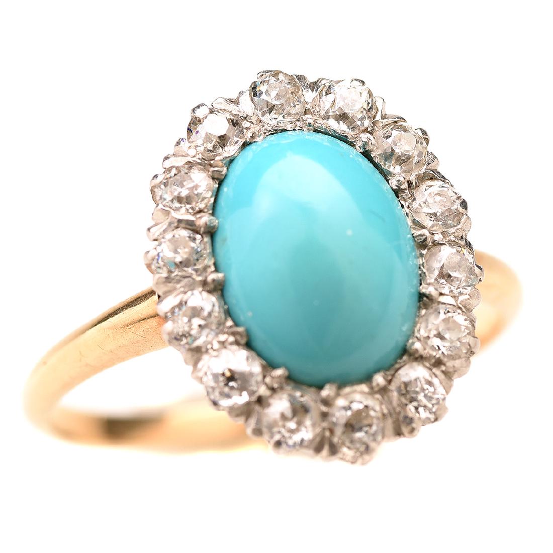 Turquoise, Diamond 14k Gold Ring (1 of 4)