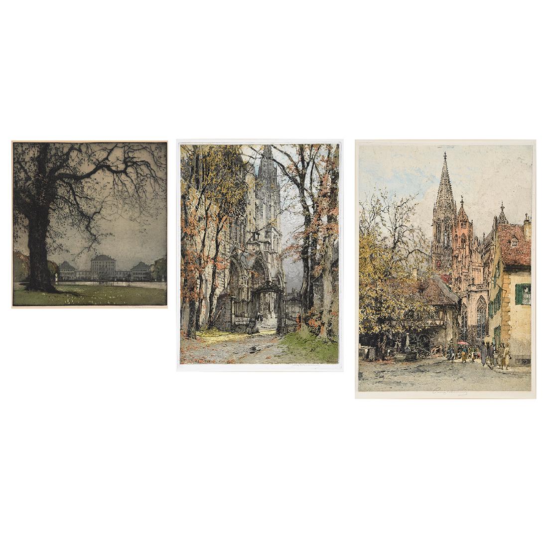 Luigi Kasimir 3 "European Scenes" etchings with (1 of 10)