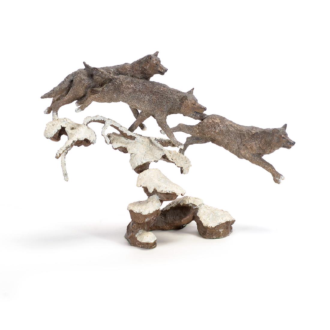 Mark Hopkins "3 Wolves" bronze sculpture (1 of 6)