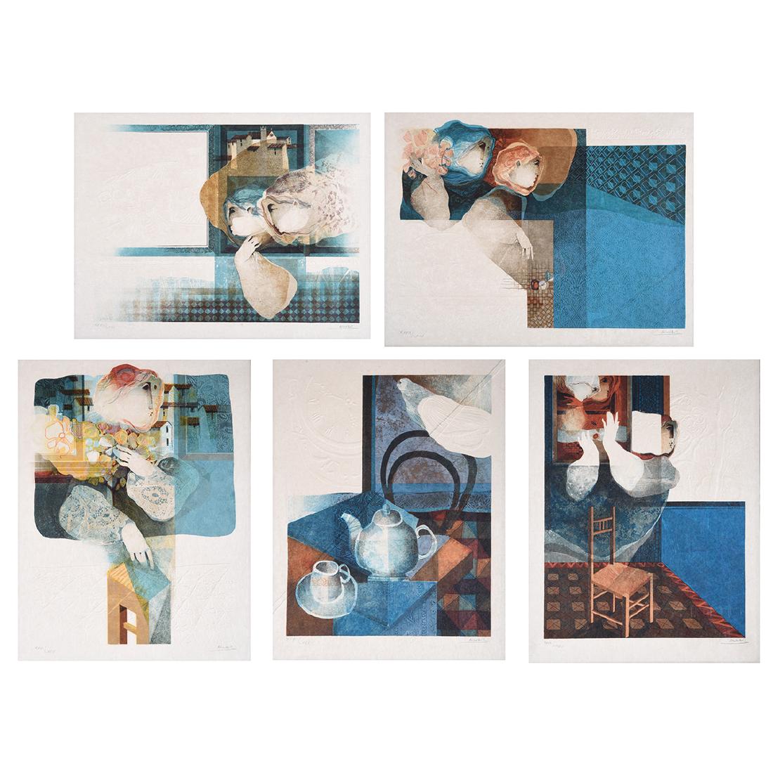 Awar 5 "Untitled Abstract Figures" embossed lithograph (1 of 10)