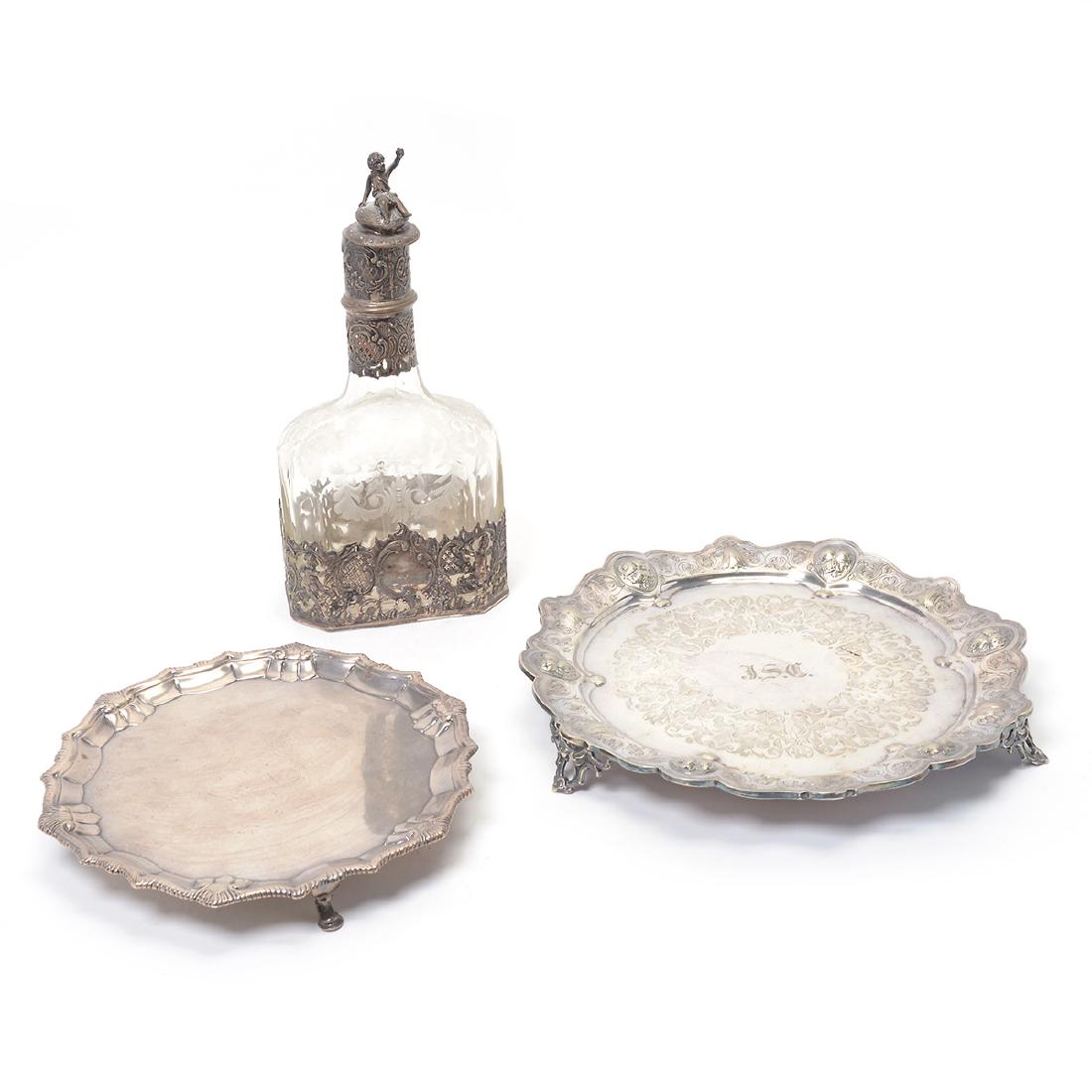 Two Salvers: one English, the other Birks plated (1 of 10)