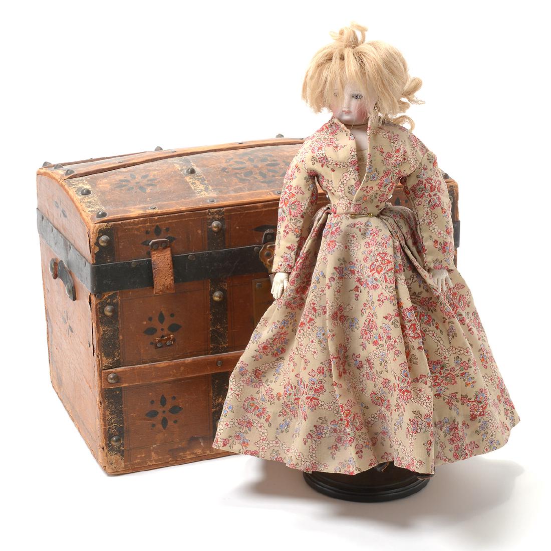 French Fashion Style Bisque Bust Doll with Trunk & (1 of 10)