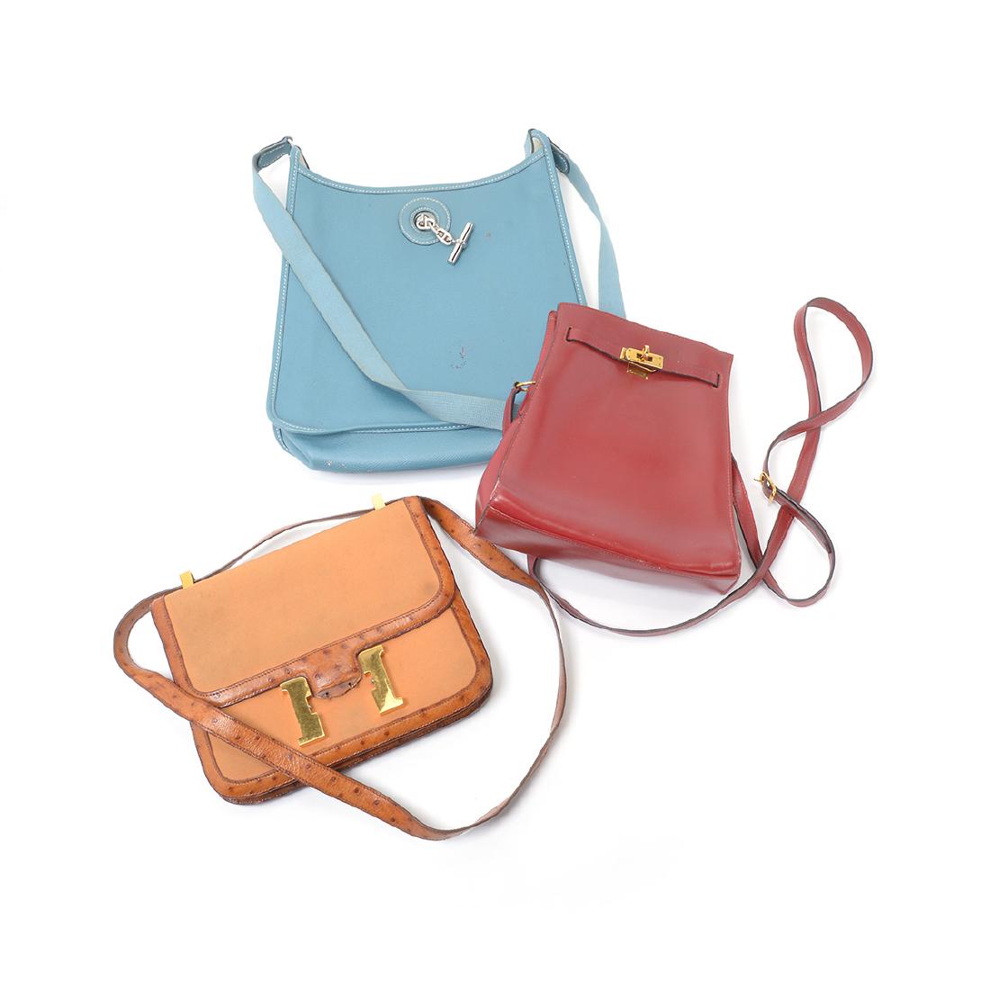 Three Hermes Bags; One Blue, One other with Trim, and (1 of 10)