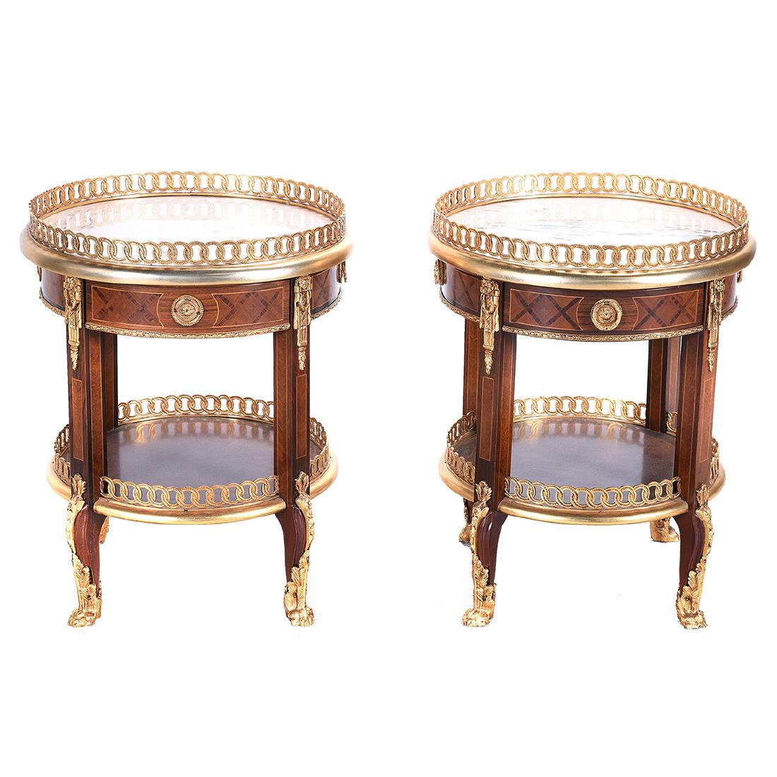 Pair of Louis XV Style Marble Gilt Bronze Kingwood (1 of 6)