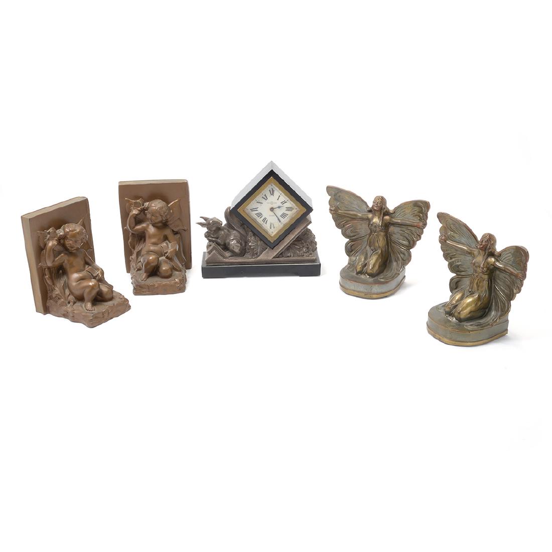 Art Deco Seth Thomas Clock, Together with Two Pairs of (1 of 8)