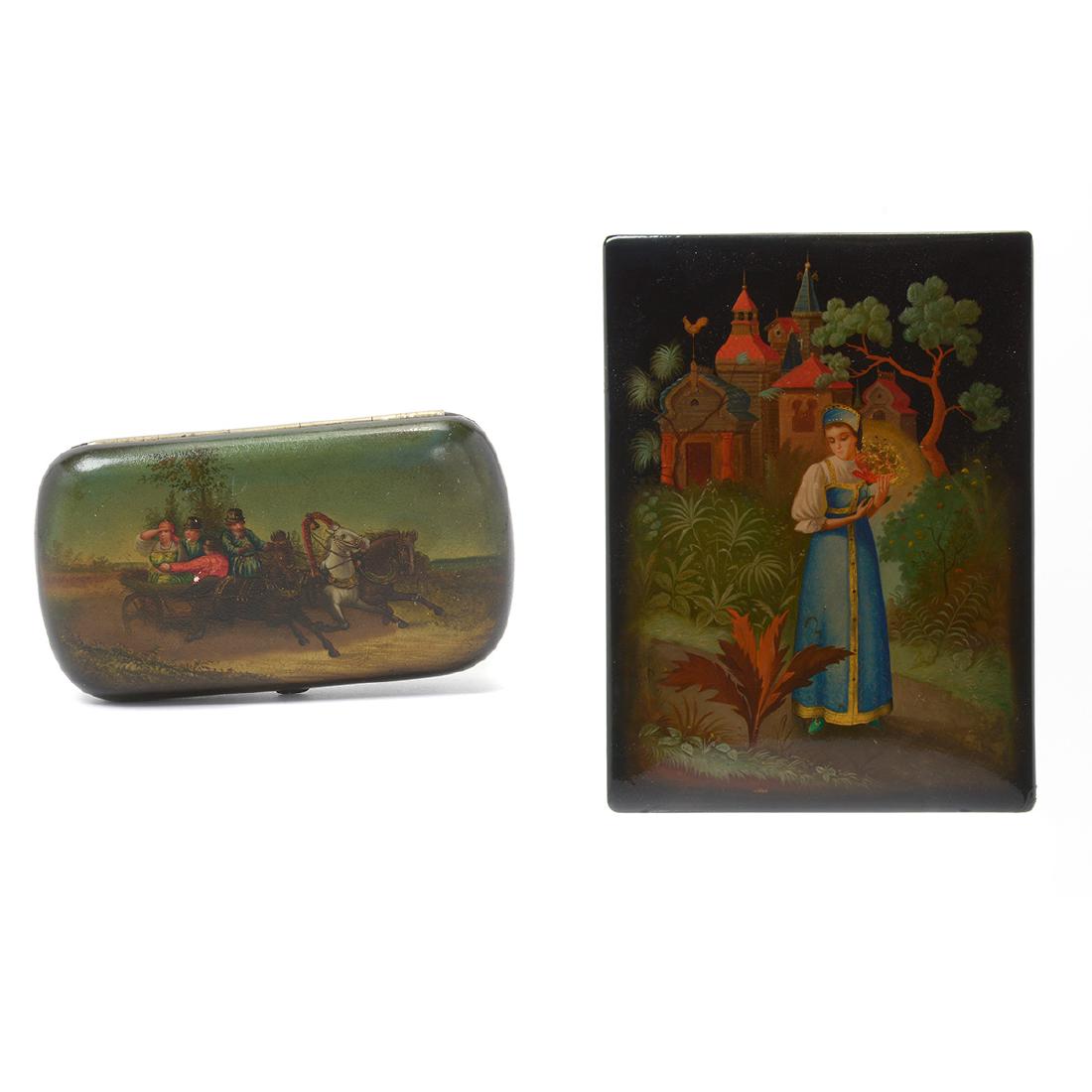 Russian Lacquer Cigar Box with Troika Scene (1 of 10)