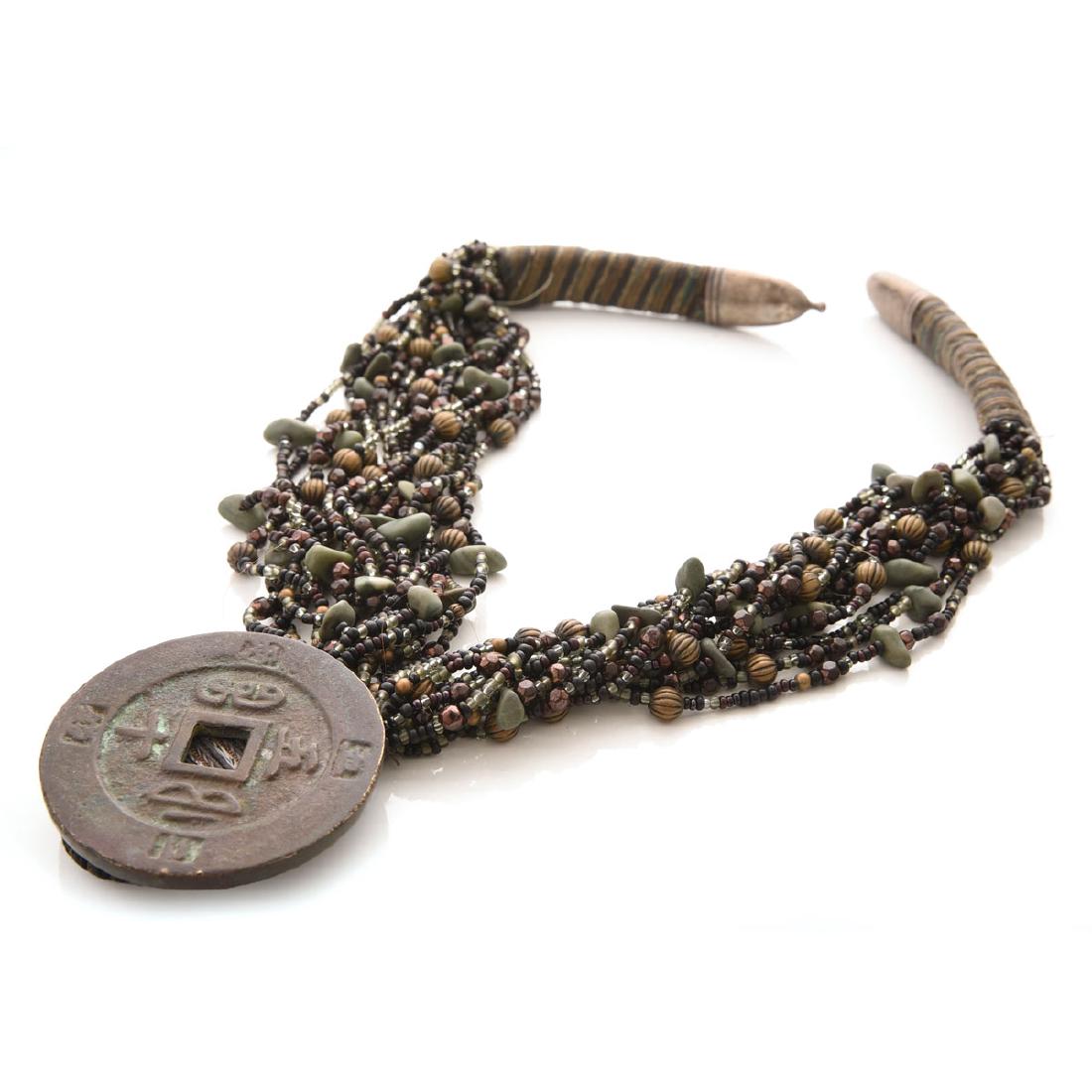 Susan Green Multi-stone, Horn, Glass, Metal Necklace. (1 of 5)