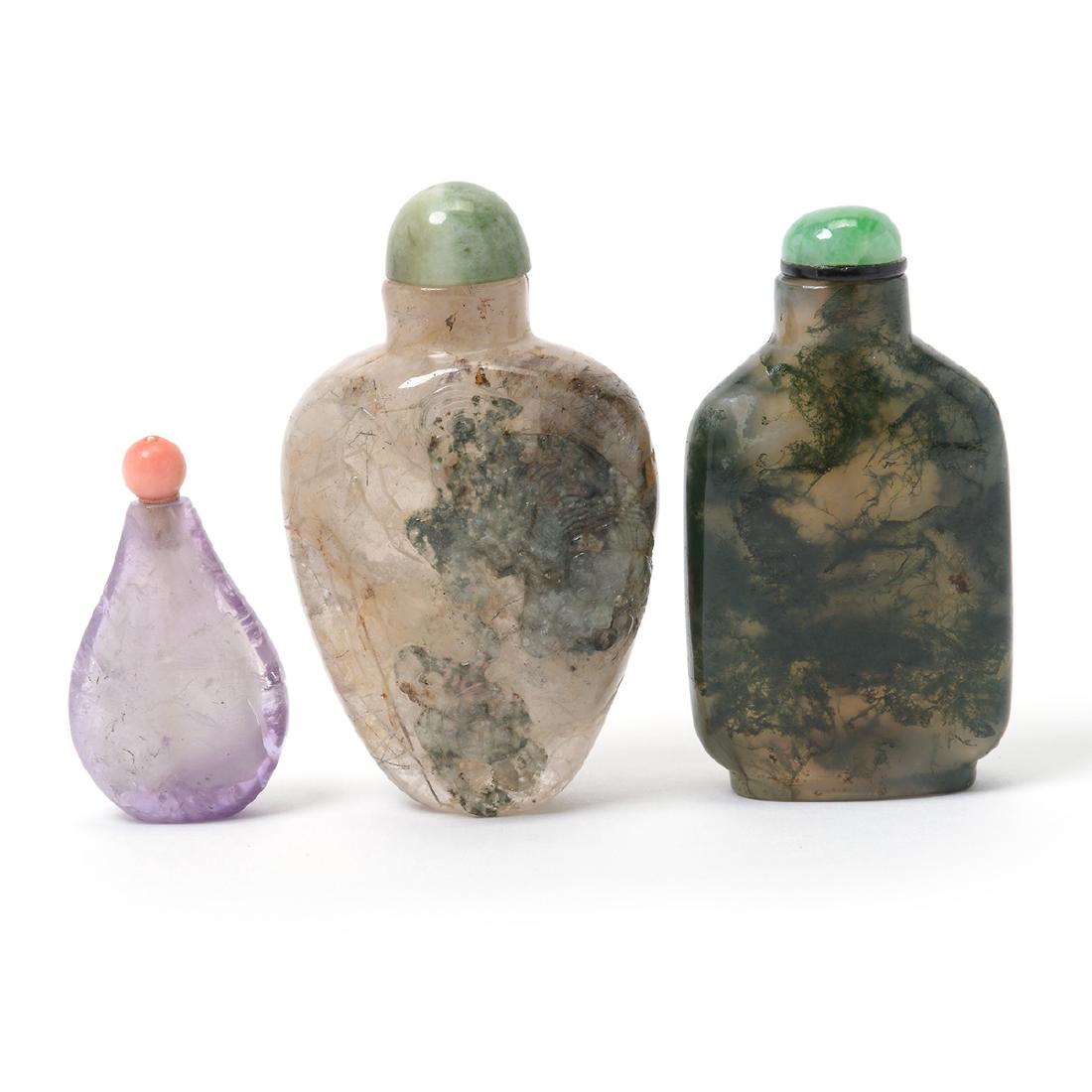 Three Hardstone Snuff Bottles, Late Qing Dynasty (1 of 10)