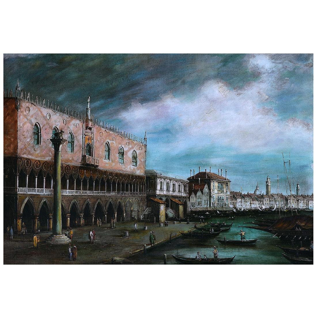 Continental School "St. Mark's Port" oil on canvas (1 of 5)