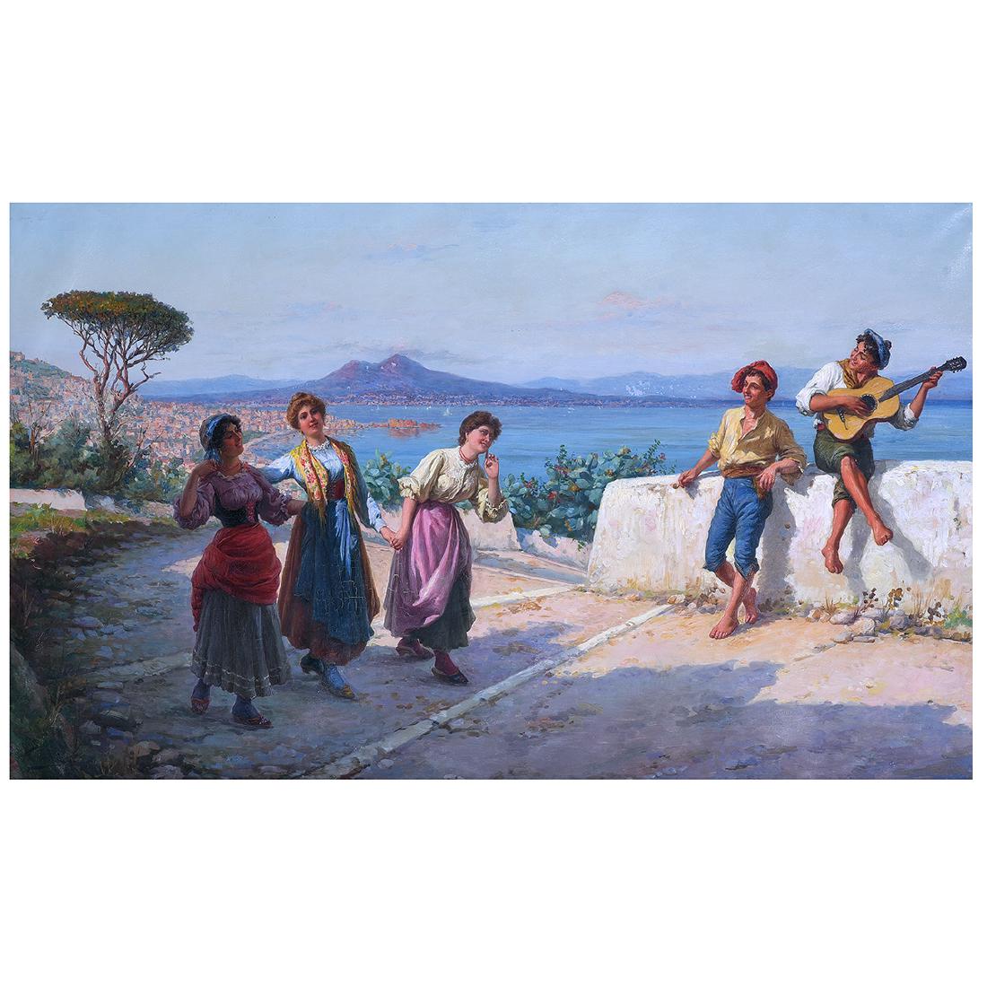 Carlo Ferranti "The Serenade (Naples Scene)" oil on (1 of 5)