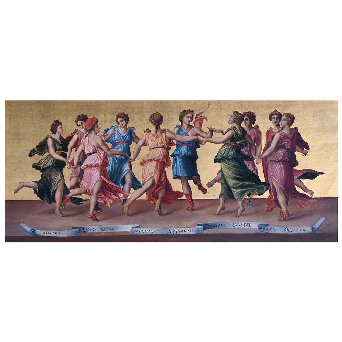 European School "The Joy of the Gods" oil on panel: EUROPEAN SCHOOL (Late 19th century) "The Joy of the Gods" Oil on panel. 13 3/4 x 31 1/2 inches; Frame: 25 x 42 1/2 inches. Unsigned.