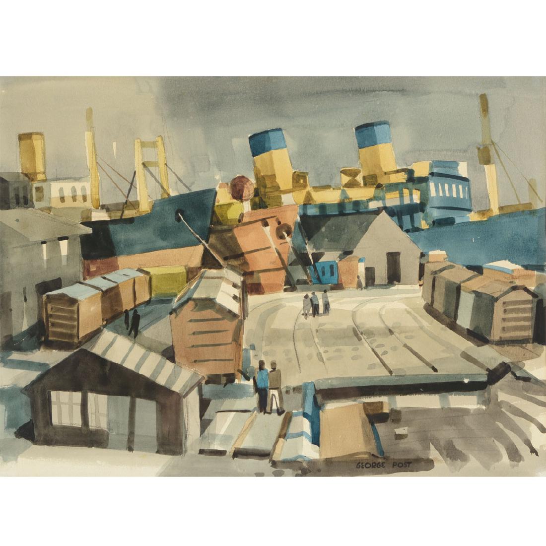 George Post "Shipyard" watercolor (1 of 5)