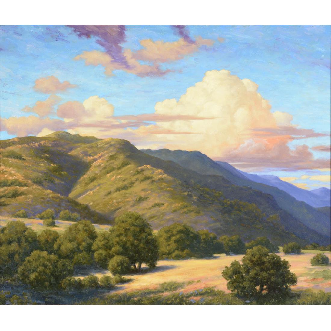 California School "Hills with Clouds" oil on board (1 of 5)