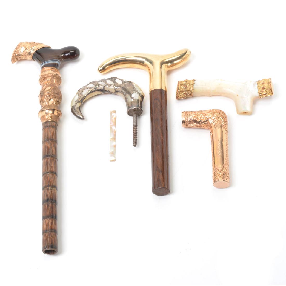 Four Gold-Filled Agate or Mother of Pearl Parasol/Cane (1 of 8)