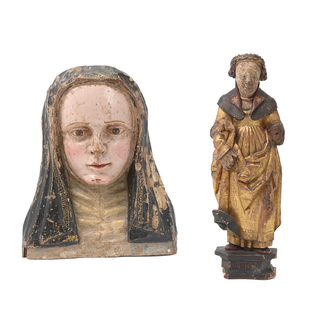 Continental Bust Form Plaque of Madonna and Female (1 of 9)