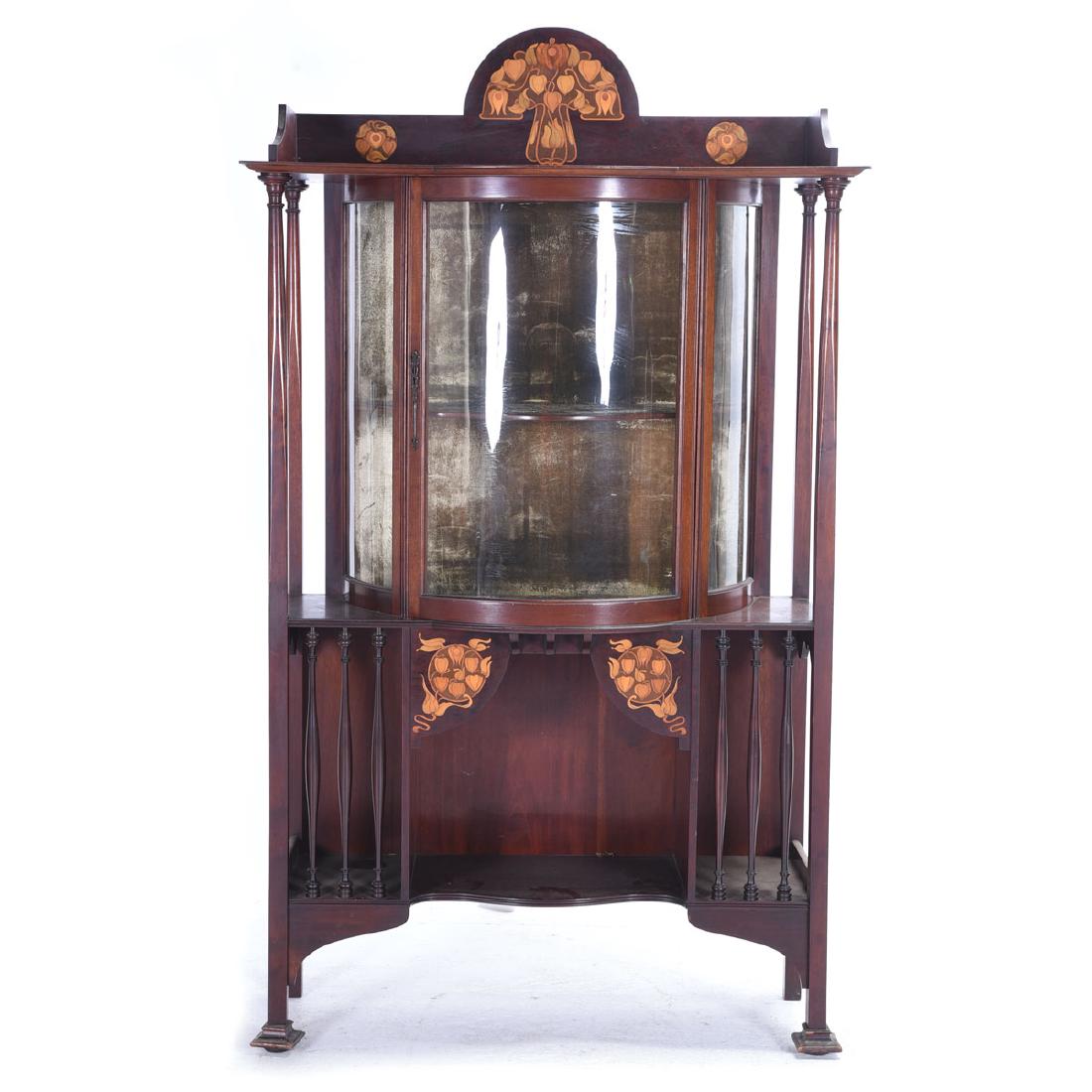 Arts and Crafts Style Mahogany Display Case with Floral (1 of 6)