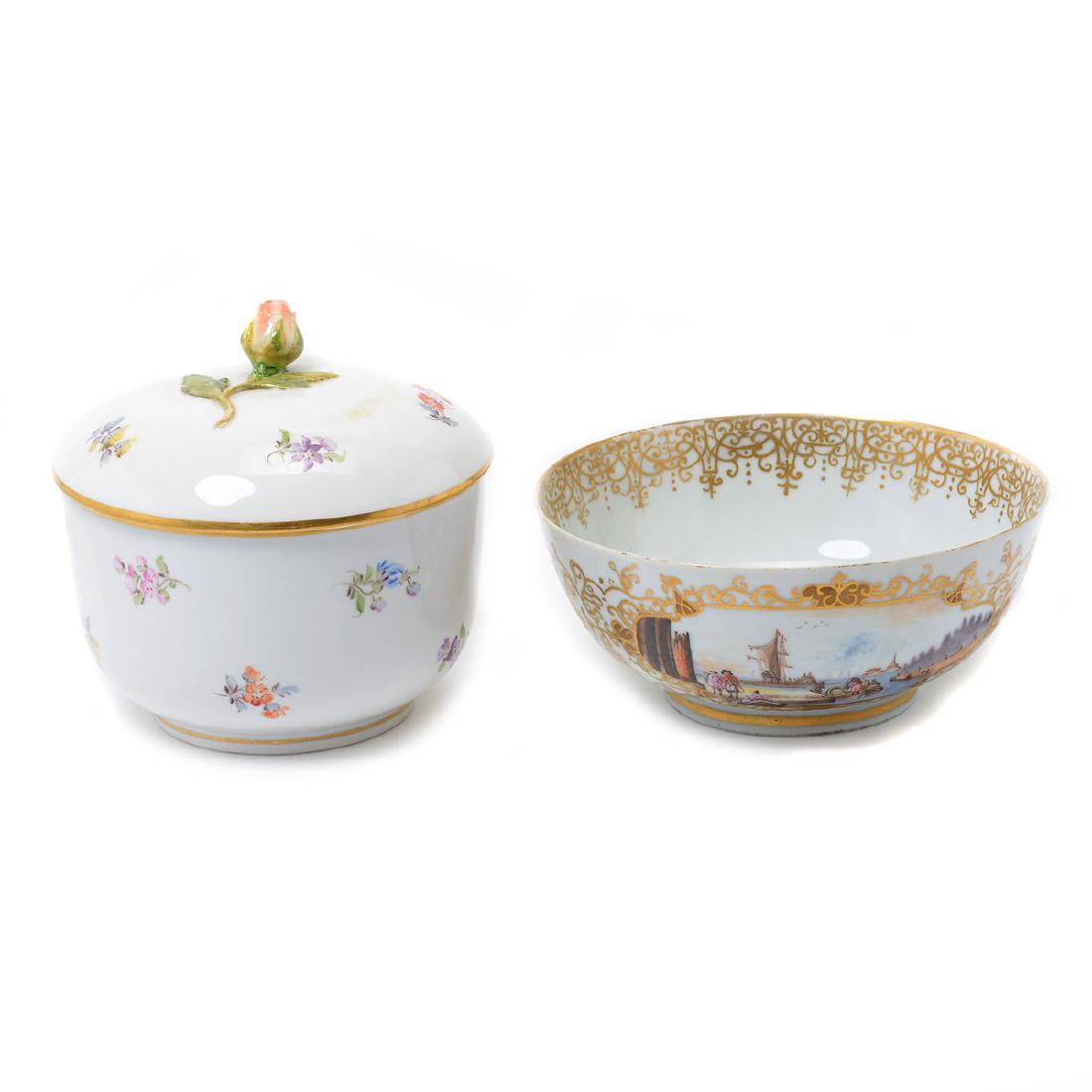 German Porcelain Bowl with Landscape Vignettes, 18th (1 of 10)